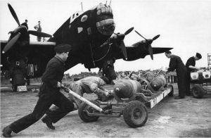 Loading bombs at Pocklington airfield